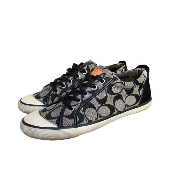 Coach Barrett women’s size 8 1/2 sneakers Grey Signature Canvas Shoes - Picture 2 of 12